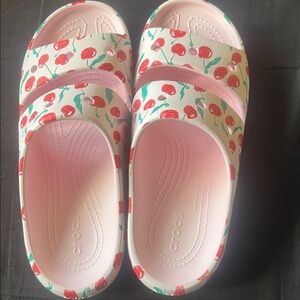 CROCS Cherry Print slides - Pink and Red
